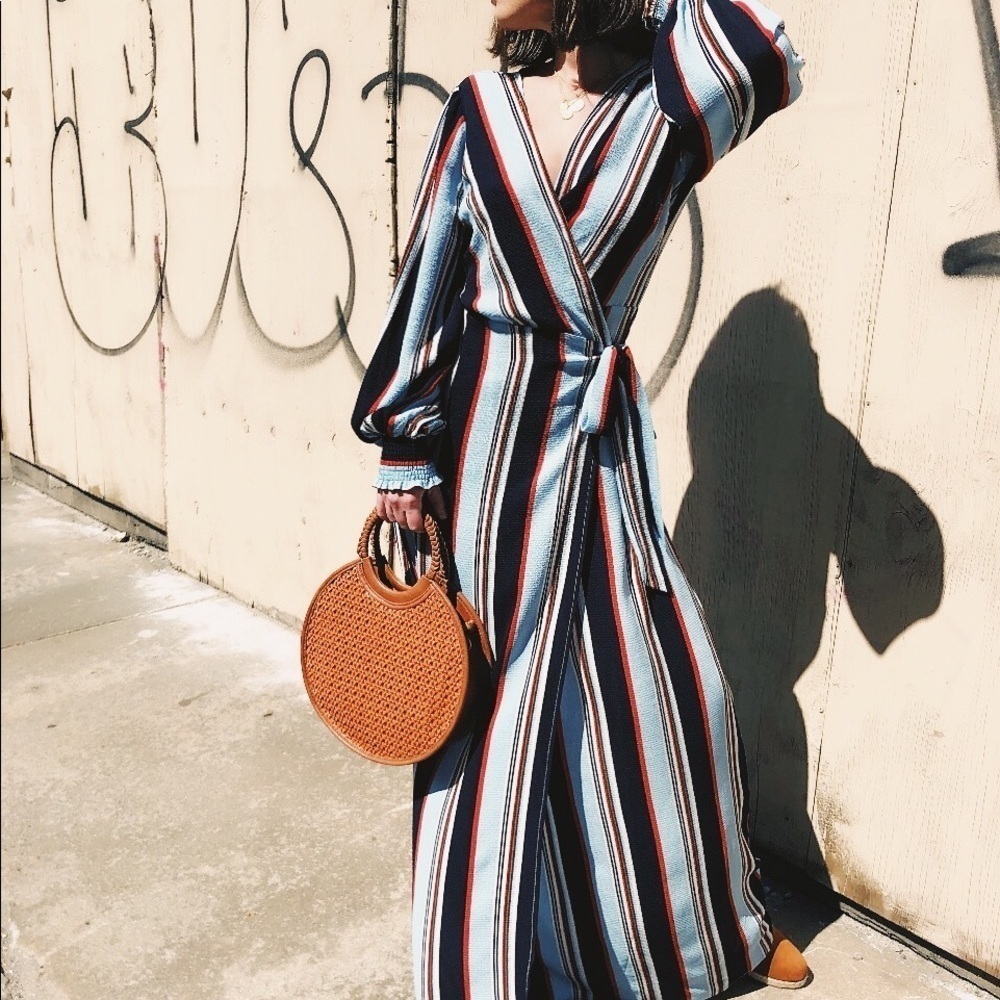 ✨Sasha Striped Puff Sleeve Maxi Wrap Dress - Picture 5 of 8